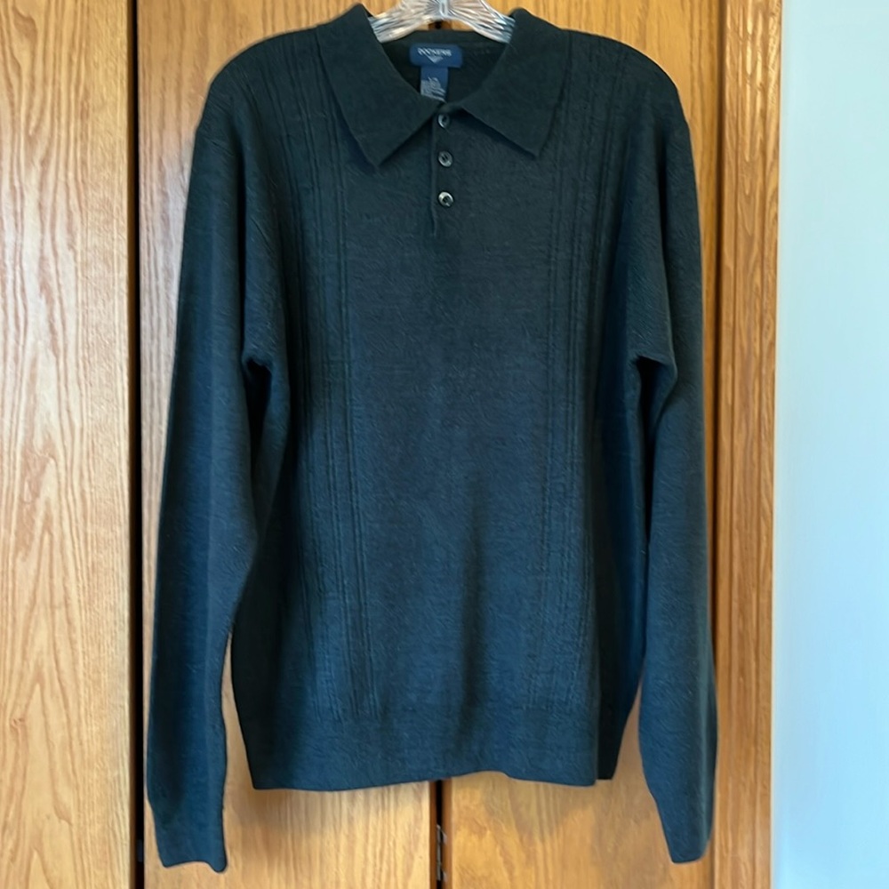 Dockers Mens Charcoal Gray Button Quarter Sweater